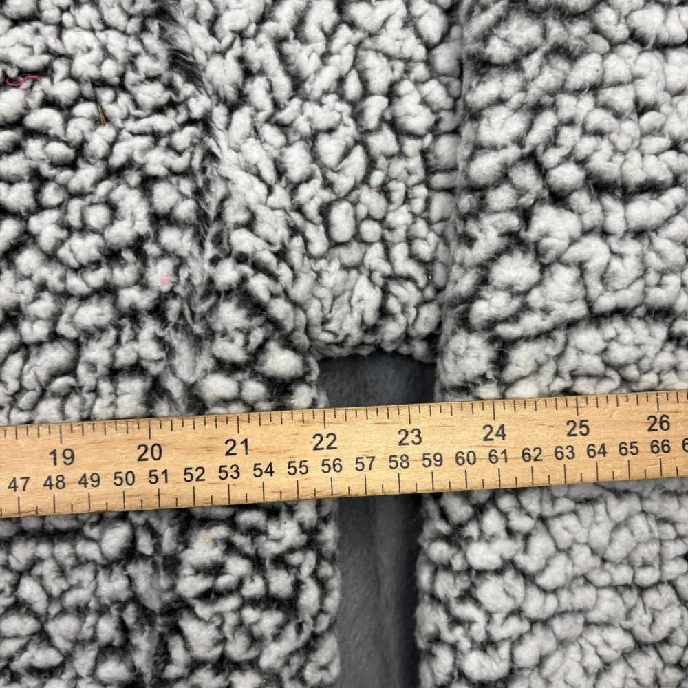 Express Mens Faux Fur Sherpa Quarter Zip Pullover Fleece Grey White M RN55285